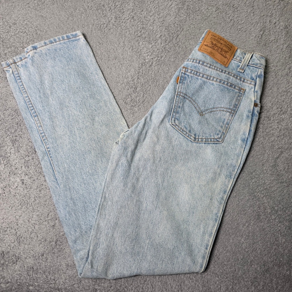 Levi's Womens 5 Long 25 10912 Slim Fit Taperd Lg Jeans Light Wash Orange Tab USA